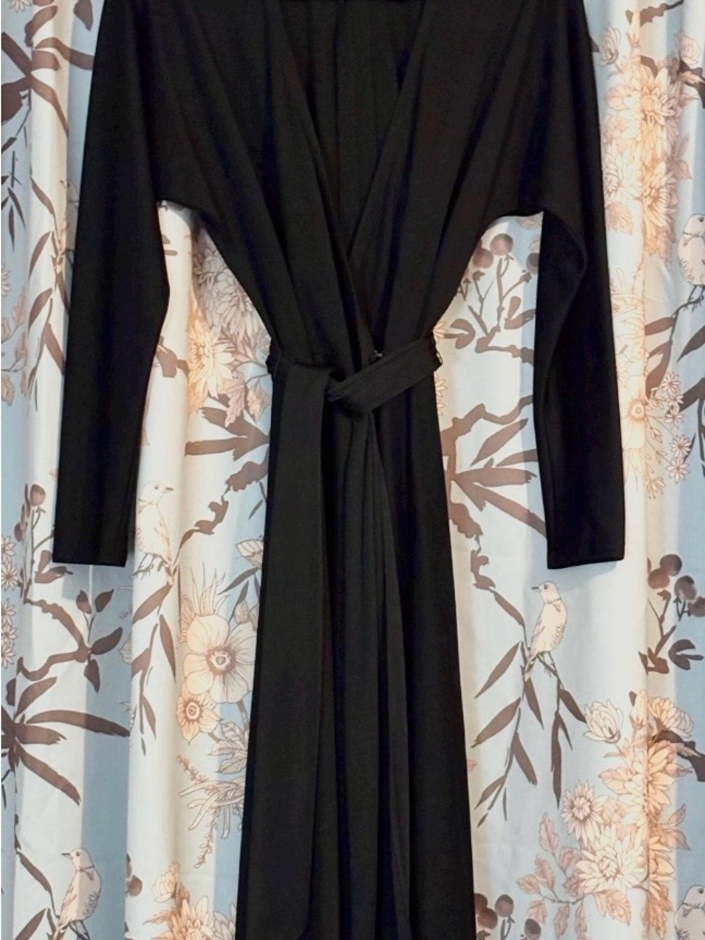 Vintage 70s Black Long Sleeve Wrap Disco Swing Dress Sm/Md Pinup Goth Witchy